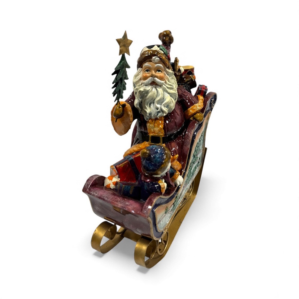 Vintage Santa Sleigh Snowman Christmas Tree Figurine Holiday Decor 11"‎ - Picture 4 of 8